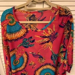 Allegra K xl sheer top pink and blue